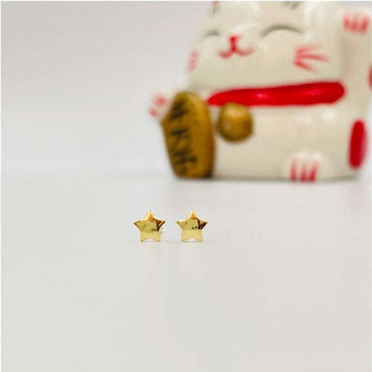 XO58 Estrella 5 mm Aro Baño Oro Aros Bañados en Oro y Plata hecho de Bronce Bañado en Oro 18K Joyas Bañadas en Oro
