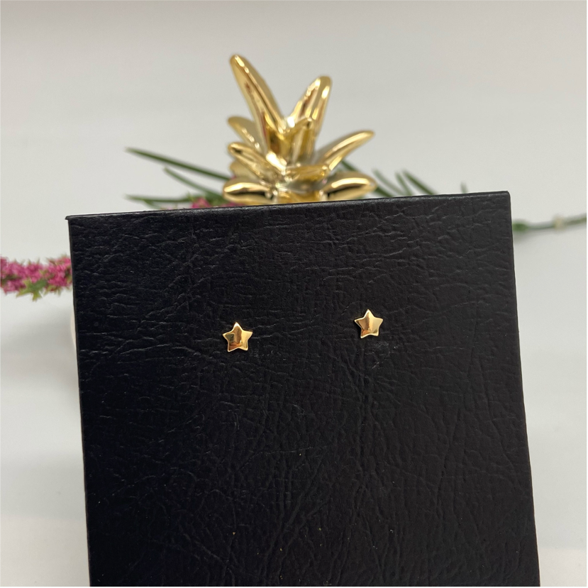 XO58 Estrella 5 mm Aro Baño Oro Aros Bañados en Oro y Plata hecho de Bronce Bañado en Oro 18K Joyas Bañadas en Oro