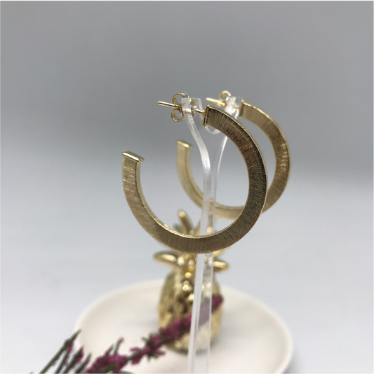 XO63 Argolla Plana 32 mm Aro Bano Oro Aros Banados en Oro y Plata hecho de Bronce Banado en Oro 18K