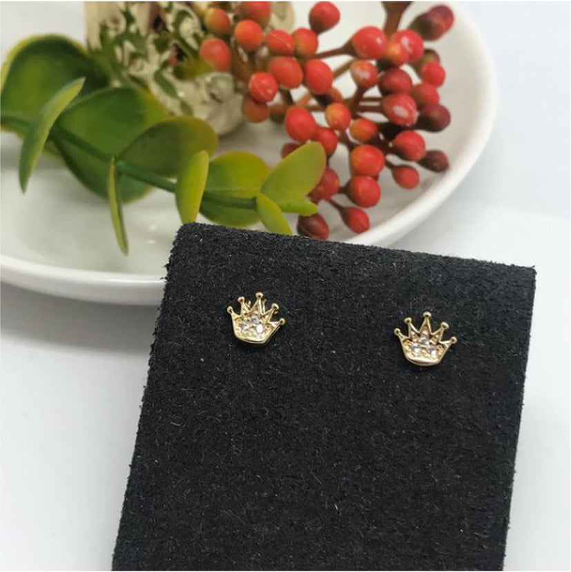 XO66 Aro Corona con circones Aro Baño Oro Aros Bañados en Oro y Plata hecho de Bronce Bañado en Oro 18K