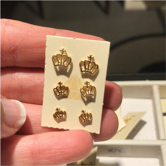XO70 Pack Trio Coronas Aro Baño Oro Aros Bañados en Oro y Plata hecho de Bronce Bañado en Oro 18K