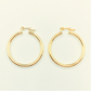 XO86 Aro Argolla Tubo con gancho XL 40x3 mm Aro Baño Oro Aros Bañados hecho de Bronce Bañado en Oro 18K Joyas Bañadas en Oro