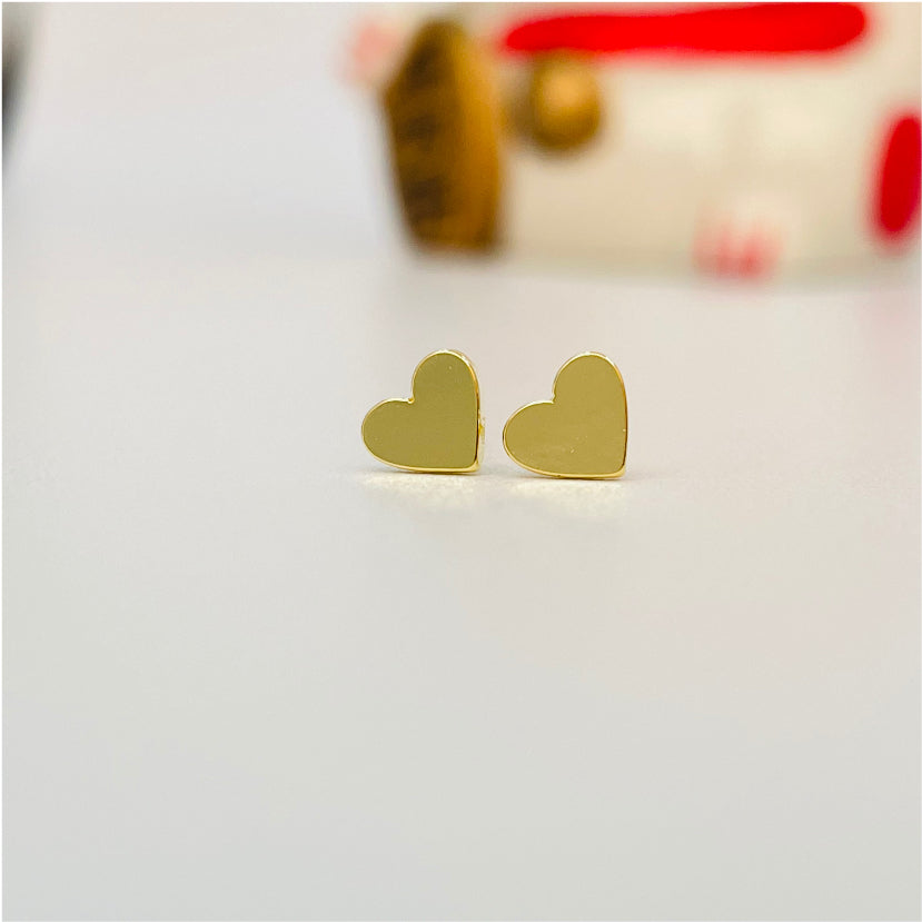 XO92 Aro Corazón Gordito 6 mm Aro Baño Oro Aros Bañados en Oro y Plata hecho de Bronce Bañado en Oro 18K