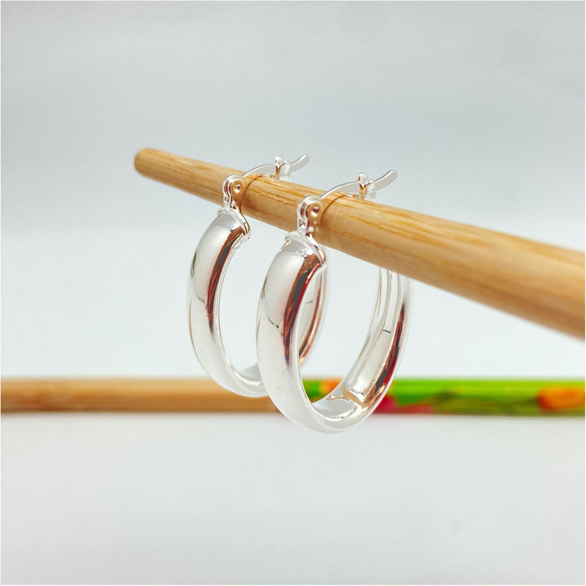 XP09 Aro Argolla Ovalada 25x18 mm ancho 6 mm Aro Baño Plata Aros Bañados hecho de Bronce Bañado en Plata 50 ml Joyas Bañadas en Plata