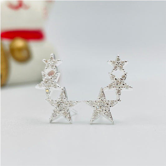 XP106 Aro Estrella Trepadora Circones Aro Baño Plata Aros Bañados en Oro y Plata hecho de Bronce Bañado en Plata 50 ml