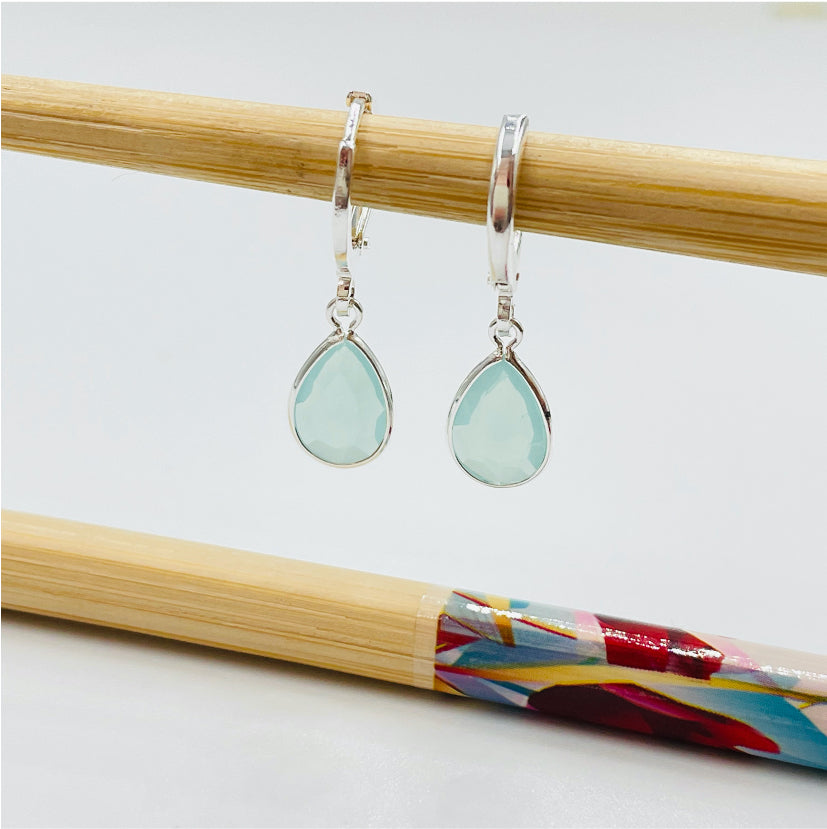 XP108 Aro Argolla Turquesa Aro Baño Plata Aros Bañados hecho de Bronce Bañado en Plata 50 ml Joyas Bañadas en Plata