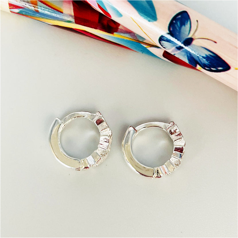 XP122 Aro Argolla Presión 3 Estrellas Circón 10mm Aro Baño Plata Aros Bañados en Oro y Plata hecho de Bronce Bañado en Plata 50 ml Joyas Bañadas en Plata