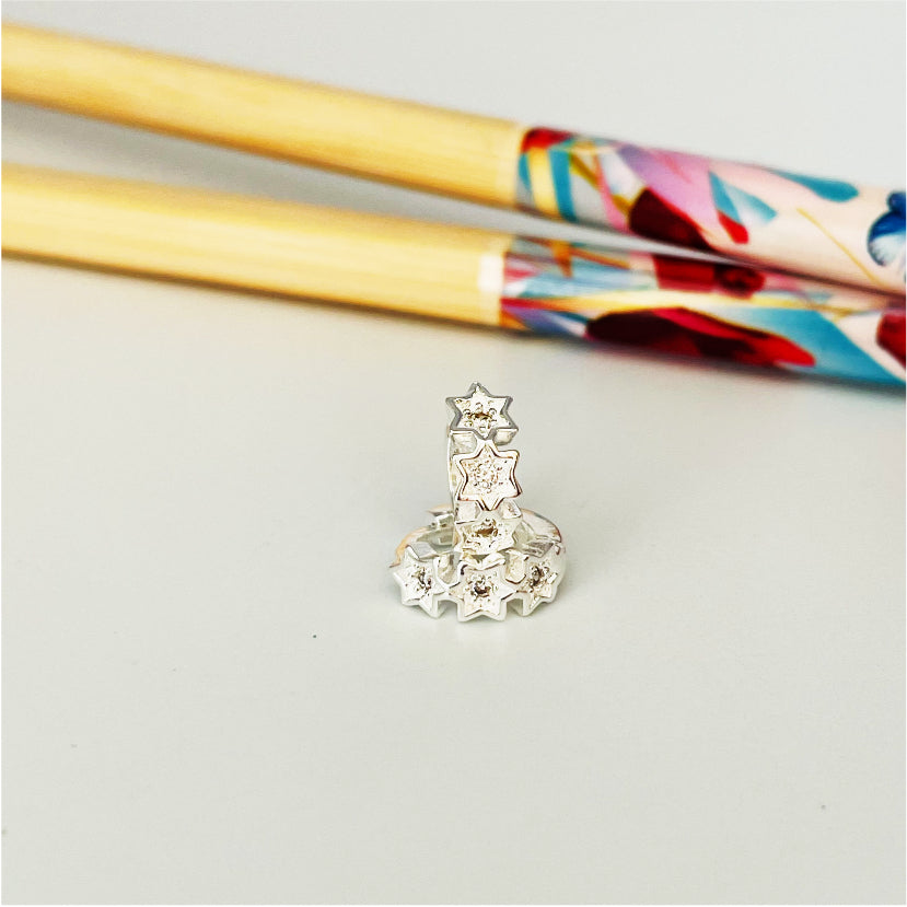 XP122 Aro Argolla Presión 3 Estrellas Circón 10mm Aro Baño Plata Aros Bañados en Oro y Plata hecho de Bronce Bañado en Plata 50 ml Joyas Bañadas en Plata  Editar texto alternativo