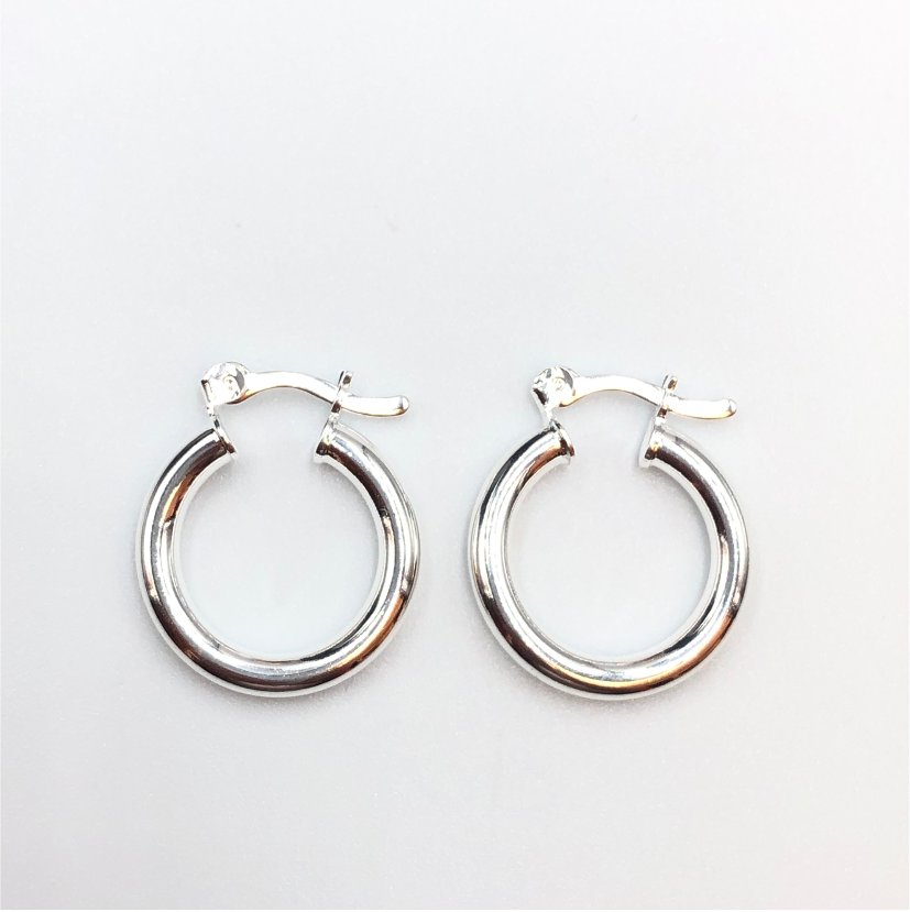 XP125 Aro Argolla Tubo con Gancho Pequeño 20x3 mm Aro Baño Plata Aros Bañados hecho de Bronce Bañado en Plata 50 ml Joyas Bañadas en Plata