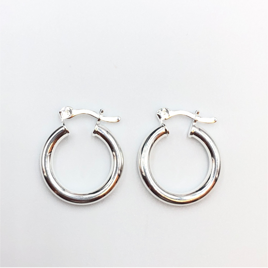 XP125 Aro Argolla Tubo con Gancho Pequeño 20x3 mm Aro Baño Plata Aros Bañados hecho de Bronce Bañado en Plata 50 ml Joyas Bañadas en Plata