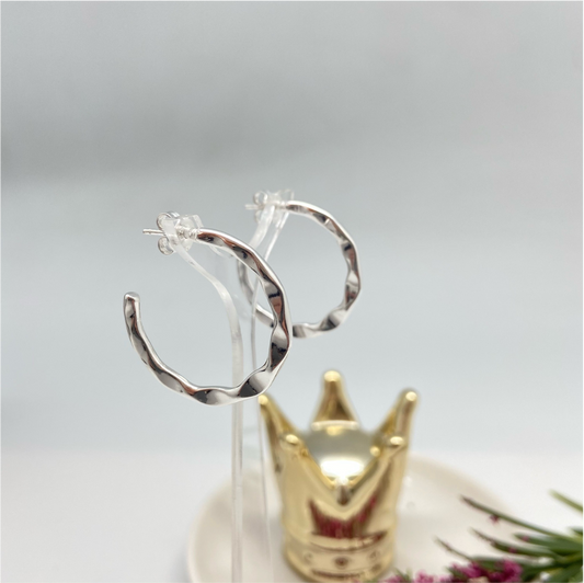 XP132 Argolla Curvas 25 mm Aro Baño Plata Aros Bañados en Oro y Plata hecho de Bronce Bañado en Plata 50 ml