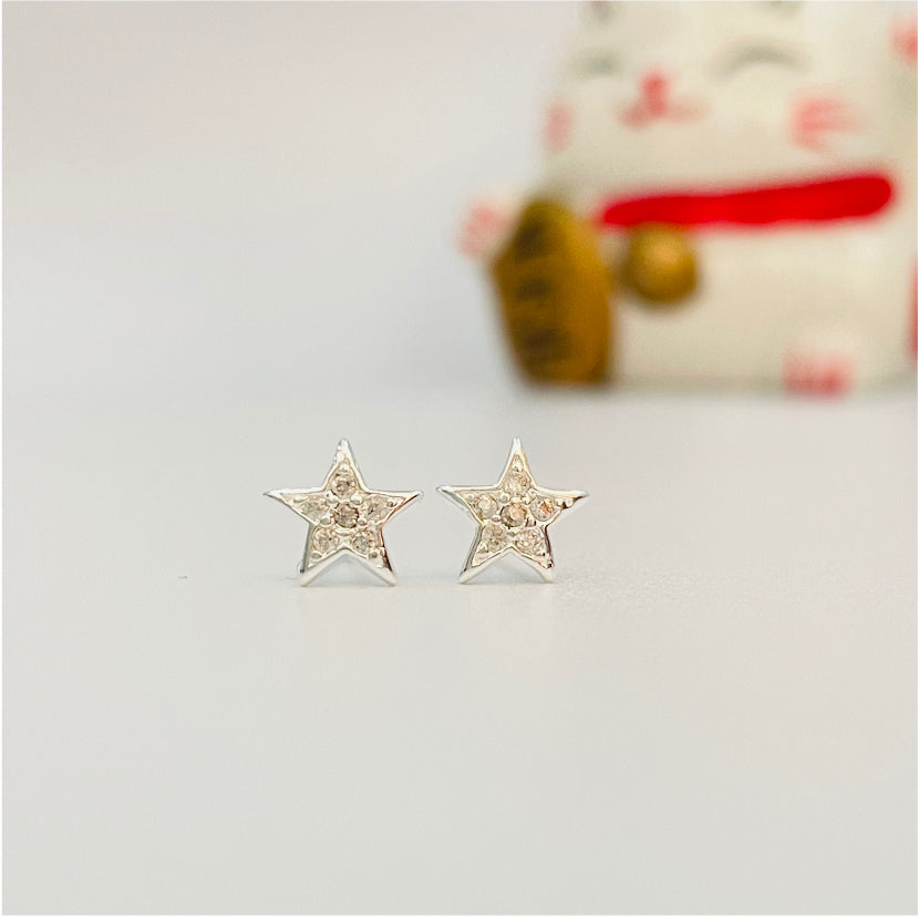 XP141 Aro Estrella Con circones cristal 8 mm Aro Baño Plata Aros Bañados en Oro y Plata hecho de Bronce Bañado en Plata 50 ml Joyas Bañadas en Plata