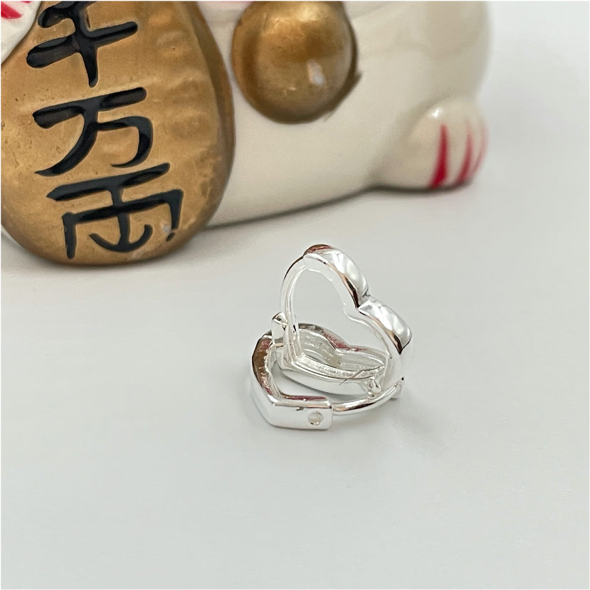 XP154 Aro Argolla Corazón de Presión 12x10 mm ancho 2 mm Aro Baño Plata Aros Bañados en Oro y Plata hecho de Bronce Bañado en Plata 50 ml Joyas Bañadas en Plata