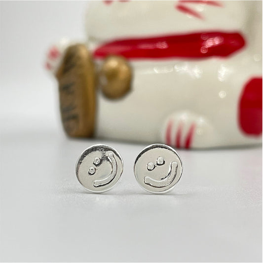 XP165 Aro Carita Feliz diá. 8 mm Aro Baño Plata Aros Bañados en Oro y Plata hecho de Bronce Bañado en Plata 50 ml