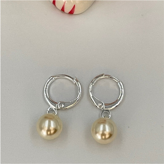 XP169 Aro Argolla Articulada 10 mm y Perla 8 mm Aro Baño Plata Aros Bañados en Oro y Plata hecho de Bronce Bañado en Plata 50 ml
