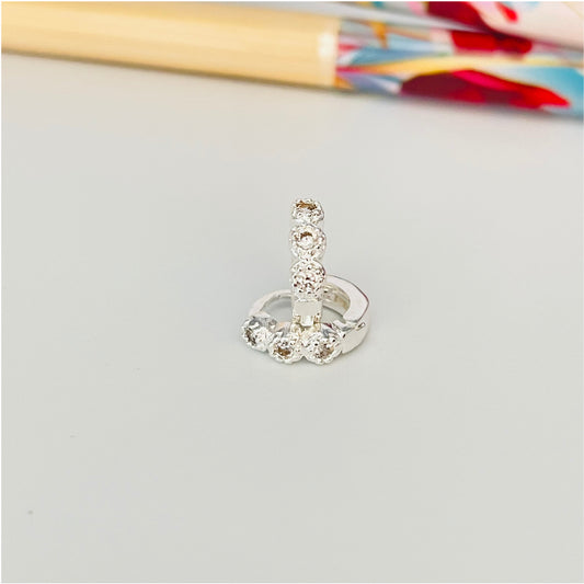 XP180 Aro Argolla 3 Circones en borde rutilado 9 mm Aro Baño Plata Aros Bañados en Oro y Plata hecho de Bronce Bañado en Plata 50 ml Joyas Bañadas en Plata