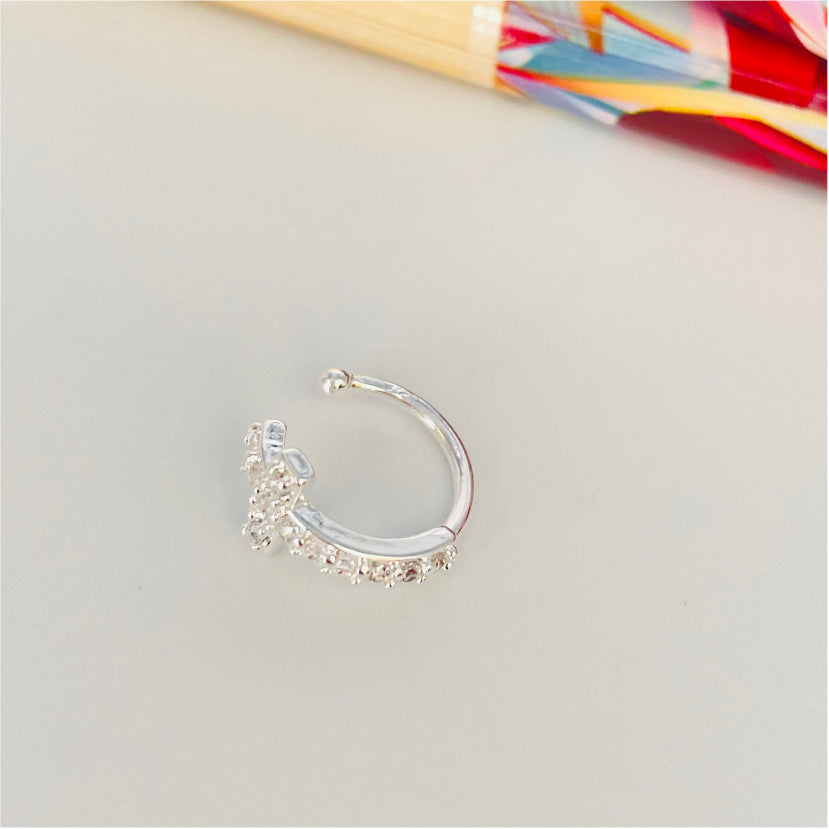 XP181 Cuff Cruz con Circones 10 mm Aro Baño Plata Aros Bañados en Oro y Plata hecho de Bronce Bañado en Plata 50 ml Joyas Bañadas en Plata