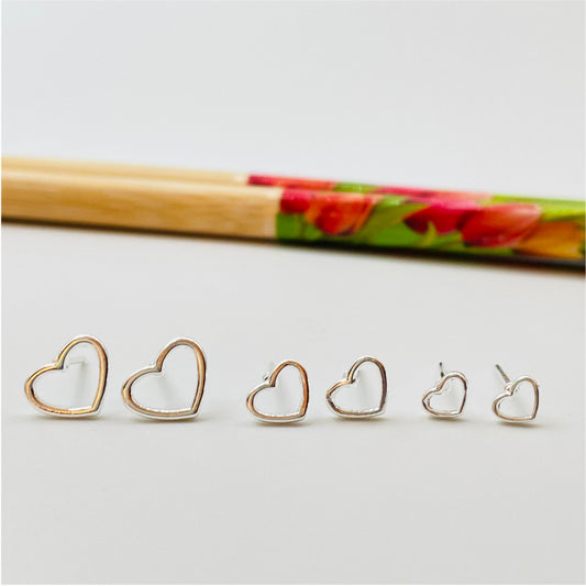 XP184 Aro Trio de pares Corazón 9 7 y 5 mm Aro Baño Plata Aros Bañados en Oro y Plata hecho de Bronce Bañado en Plata 50 ml Joyas Bañadas en Plata