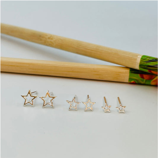 XP185 Aro Trio de pares Estrella 7 5 y 4 mm Aro Baño Plata Aros Bañados en Oro y Plata hecho de Bronce Bañado en Plata 50 ml Joyas Bañadas en Plata