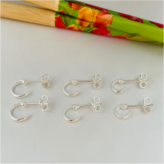 XP187 Aro Trio de pares Argolla 6 7 y 8 mm Aro Baño Plata Aros Bañados en Oro y Plata hecho de Bronce Bañado en Plata 50 ml Joyas Bañadas en Plata