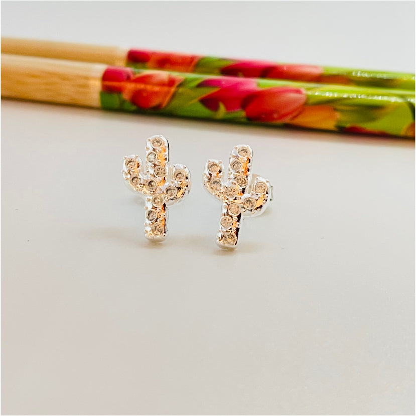 XP196 Aro Cactus con Circones 14x8 mm Aro Baño Plata Aros Bañados en Oro y Plata hecho de Bronce Bañado en Plata 50 ml Joyas Bañadas en Plata
