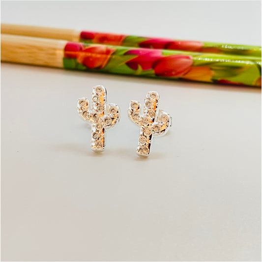 XP196 Aro Cactus con Circones 14x8 mm Aro Baño Plata Aros Bañados en Oro y Plata hecho de Bronce Bañado en Plata 50 ml Joyas Bañadas en Plata