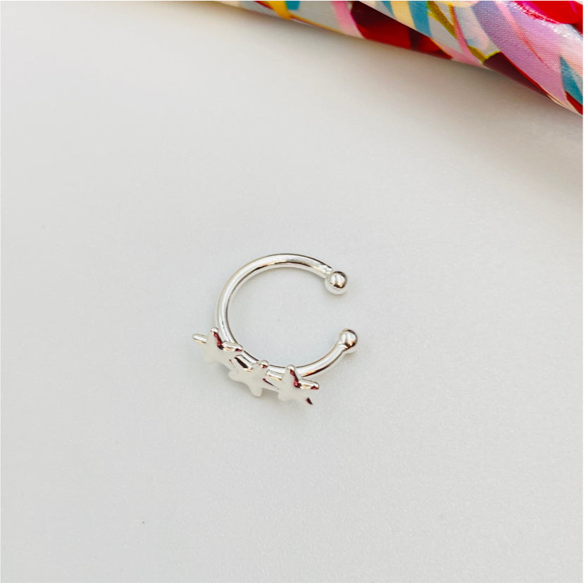 XP201 Cuff Estrellas Triple Aro Baño Plata Aros Bañados en Oro y Plata hecho de Bronce Bañado en Plata 50 ml Joyas Bañadas en Plata