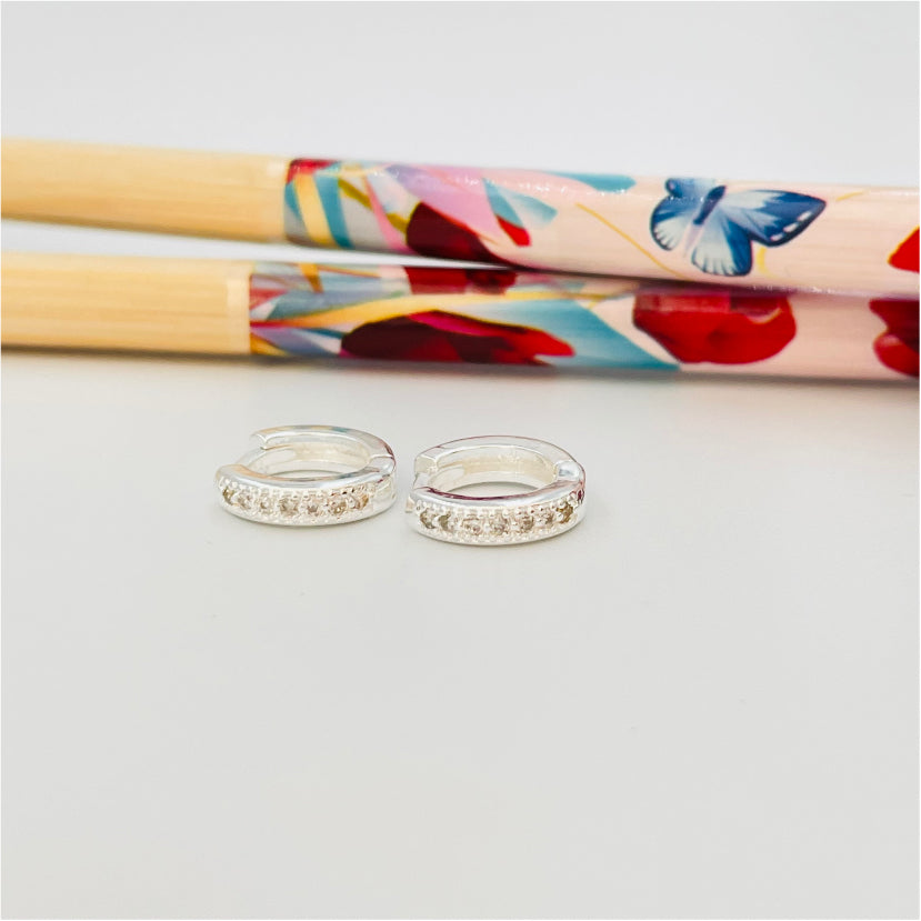 XP205 Aro Argolla a Presión 10x3 mm con Circones Aro Baño Plata Aros Bañados en Oro y Plata hecho de Bronce Bañado en Plata 50 ml Joyas Bañadas en Plata