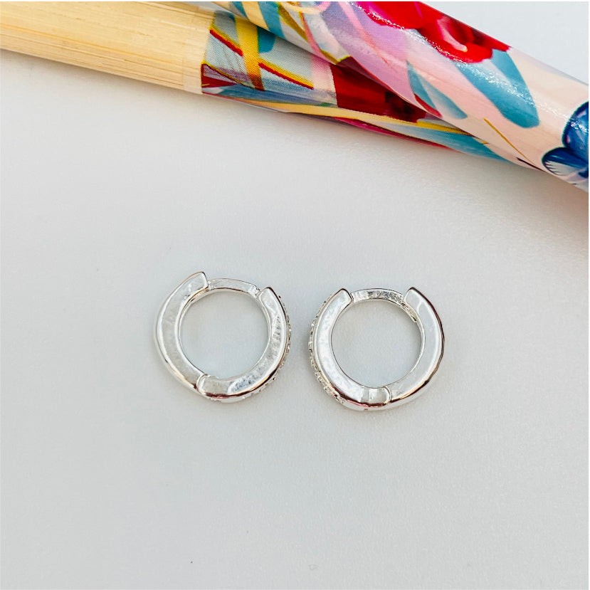 XP205 Aro Argolla a Presión 10x3 mm con Circones Aro Baño Plata Aros Bañados en Oro y Plata hecho de Bronce Bañado en Plata 50 ml Joyas Bañadas en Plata