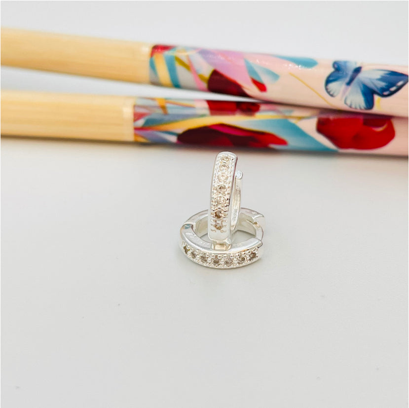 XP205 Aro Argolla a Presión 10x3 mm con Circones Aro Baño Plata Aros Bañados en Oro y Plata hecho de Bronce Bañado en Plata 50 ml Joyas Bañadas en Plata
