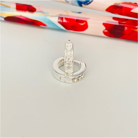 XP208 Aro Argolla Presión con Circones 10 mm 2 mm ancho Aro Baño Plata Aros Bañados en Oro y Plata hecho de Bronce Bañado en Plata 50 ml Joyas Bañadas en Plata