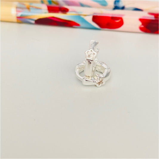 XP209 Aro Argolla Presión con 1 Estrella con Circón 11 mm y 2 mm ancho Aro Baño Plata Aros Bañados en Oro y Plata hecho de Bronce Bañado en Plata 50 ml Joyas Bañadas en Plata