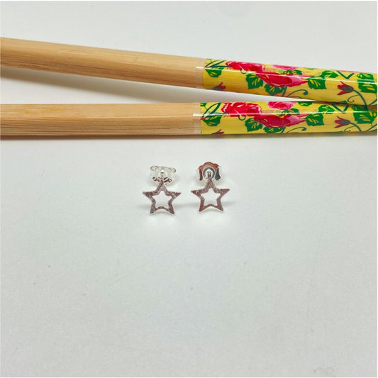 XP229 Aro Estrella Calada Lijada 9mm Aro Baño Plata Aros Bañados hecho de Bronce Bañado en Plata 50 ml Joyas Bañadas en Plata