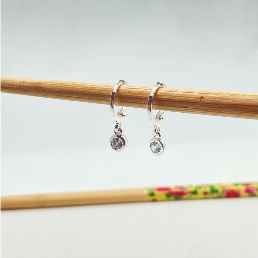 XP237 Aro Argollita con Punto de Luz Argolla 12 mm Colgante 4 mm Aro Baño Plata Aros Bañados hecho de Bronce Bañado en Plata 50 ml Joyas Bañadas en Plata