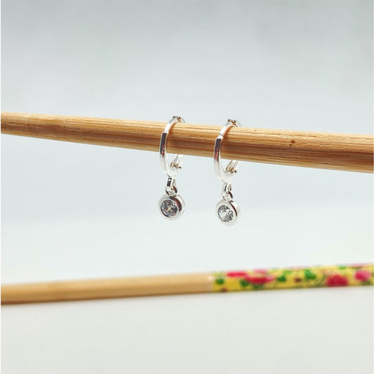 XP237 Aro Argollita con Punto de Luz Argolla 12 mm Colgante 4 mm Aro Baño Plata Aros Bañados hecho de Bronce Bañado en Plata 50 ml Joyas Bañadas en Plata
