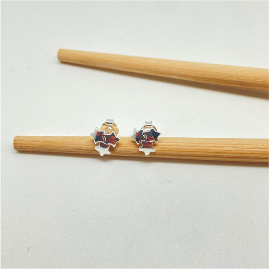 XP239 Aro 3 Estrellitas 9x9 mm Aro Baño Plata Aros Bañados hecho de Bronce Bañado en Plata 50 ml Joyas Bañadas en Plata