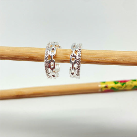 XP263 Aro Argolla Eslabones y argolla de micro circones Diá. 18 mm Ancho 5 mm Aro Baño Plata Aros Bañados hecho de Bronce Bañado en Plata 50 ml Joyas Bañadas en Plata