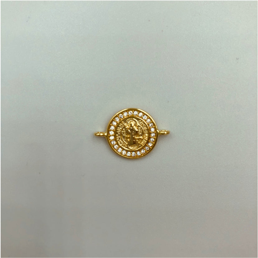 FO434 Conector San Benito Circones S 12 mm Figura Baño Oro Figuras Bañadas en Oro y Plata hecho de Bronce Bañado en Oro 18K