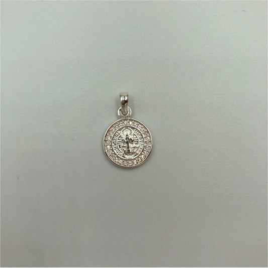 FP433 San Benito Colgante Circones S 12 mm Figura Baño Plata Figuras Bañadas en Oro y Plata hecho de Bronce Bañado en Plata 50 ml