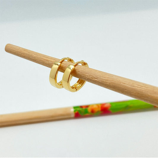 XO276 Aro Argolla Lisa 14 x 5 mm Aro Baño Oro Aros Bañados hecho de Bronce Bañado en Oro 18K Joyas Bañadas en Oro
