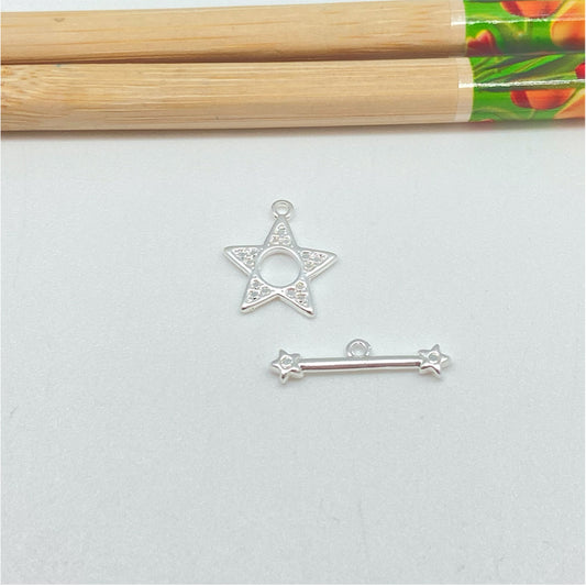 AP116 Broche estrella tipo OT Estrella 12 mm Palito largo 19 mm Accesorio Baño Plata Accesorios Bañados hecho de Bronce Bañado en Plata 50 ml Joyas Bañadas en Plata