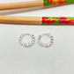 XP249 Aro Argolla de Presión 6 Circones Circón Cristal y 4 Mini Flores posteriores  Bordes Rutilados diá. 15 mm Ancho 3 mm Aro Baño Plata