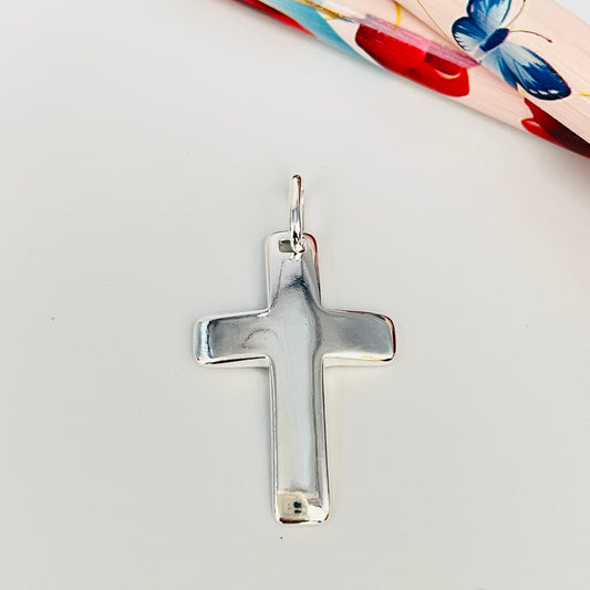 FP900 Colgante Cruz Lisa con balier 25x17 mm Balier 7 mm Figura Baño Plata