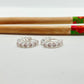 XP249 Aro Argolla de Presión 6 Circones Circón Cristal y 4 Mini Flores posteriores  Bordes Rutilados diá. 15 mm Ancho 3 mm Aro Baño Plata
