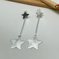 XP312 Aro base estrella y palito con colgante estrella base 12 mm palito 35 mm estrella colgante 22 mm Largo total 65 mm Aro Baño Plata Aros Bañados hecho de Bronce Bañado en Plata 50 ml Joyas Bañadas en Plata