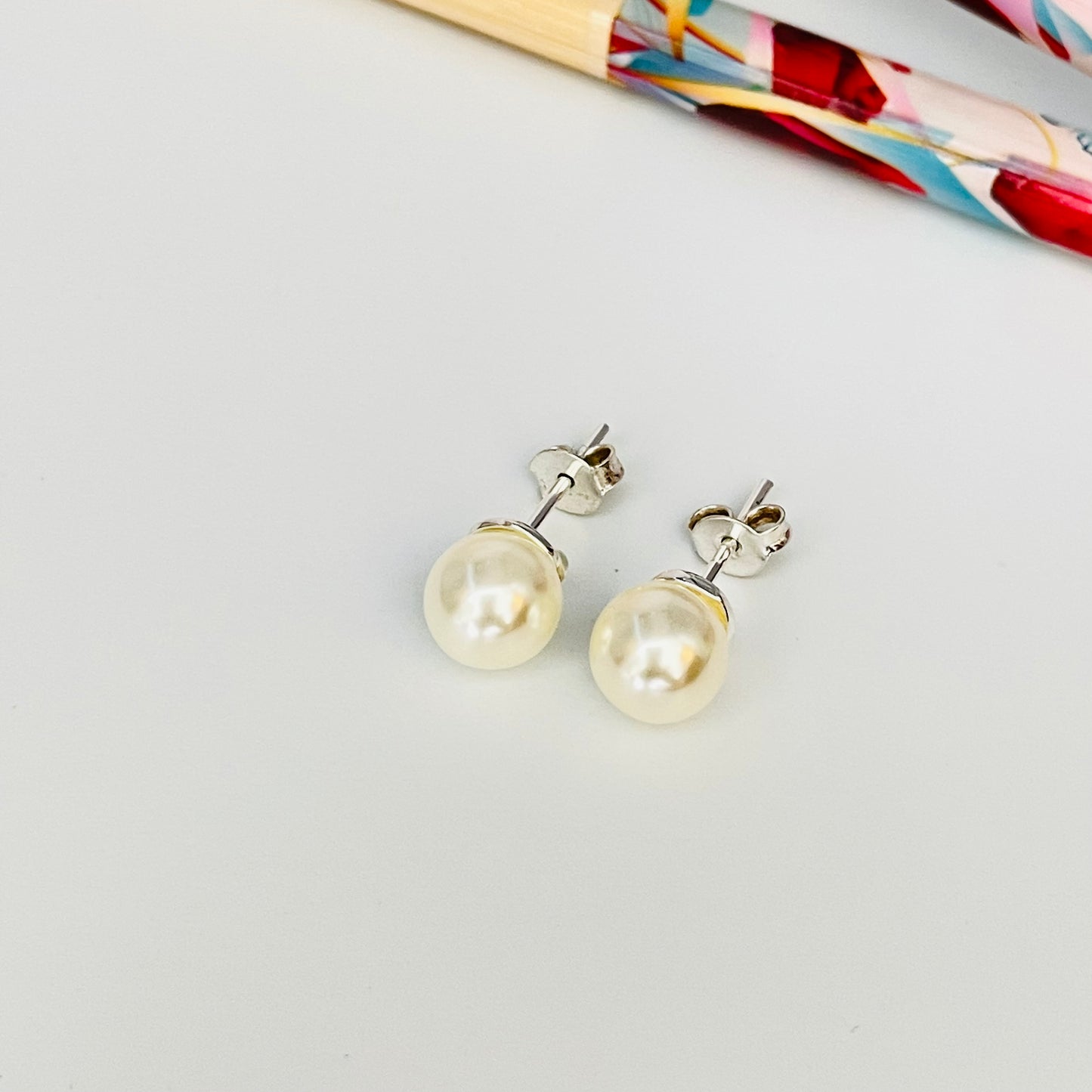 XP212 Aro Perla con Base diá. 8 mm Aro Baño Plata Aros Bañados en Oro y Plata hecho de Bronce Bañado en Plata 50 ml Joyas Bañadas en Plata