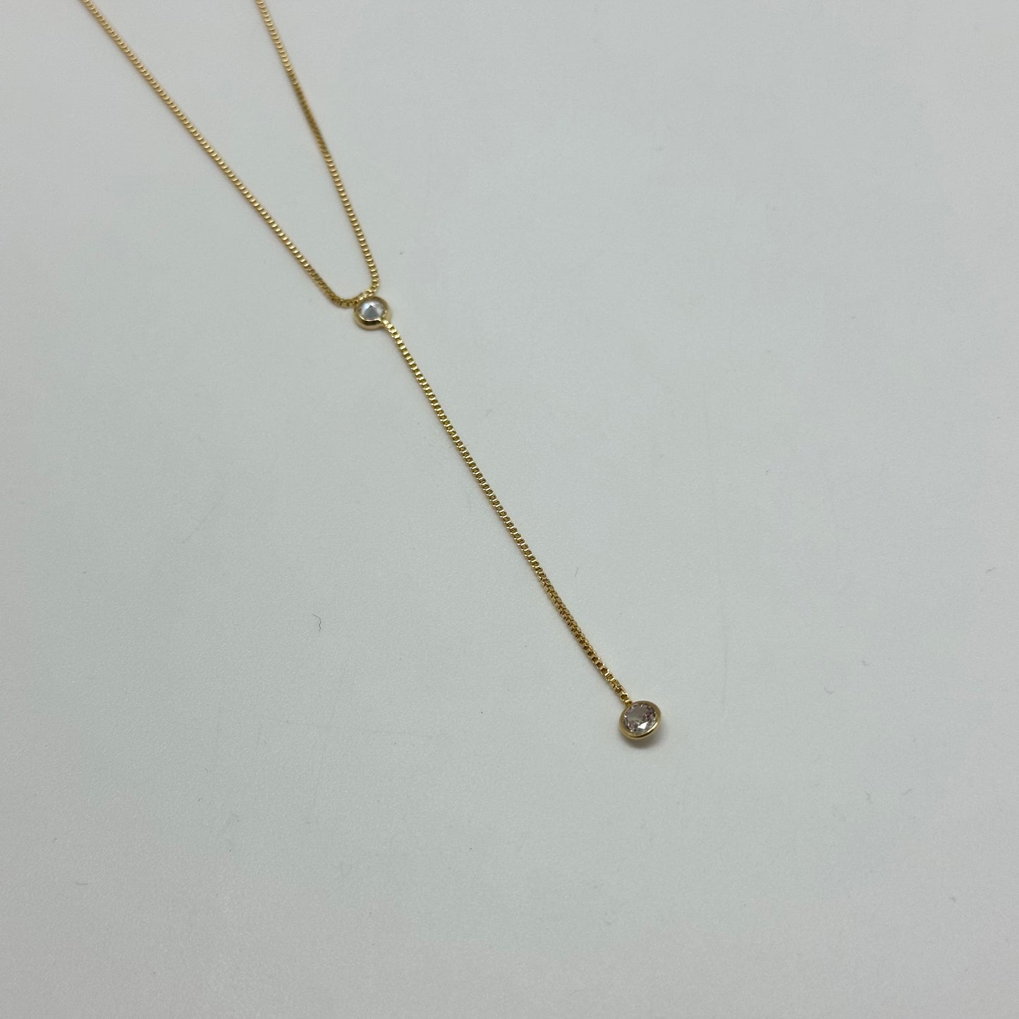 CO144 Collar Cascada Cadena veneciana 2 circones de 4 mm 40 cm mas extensor de 10 cm Cascada de 7 cm Collar Terminado Baño Oro