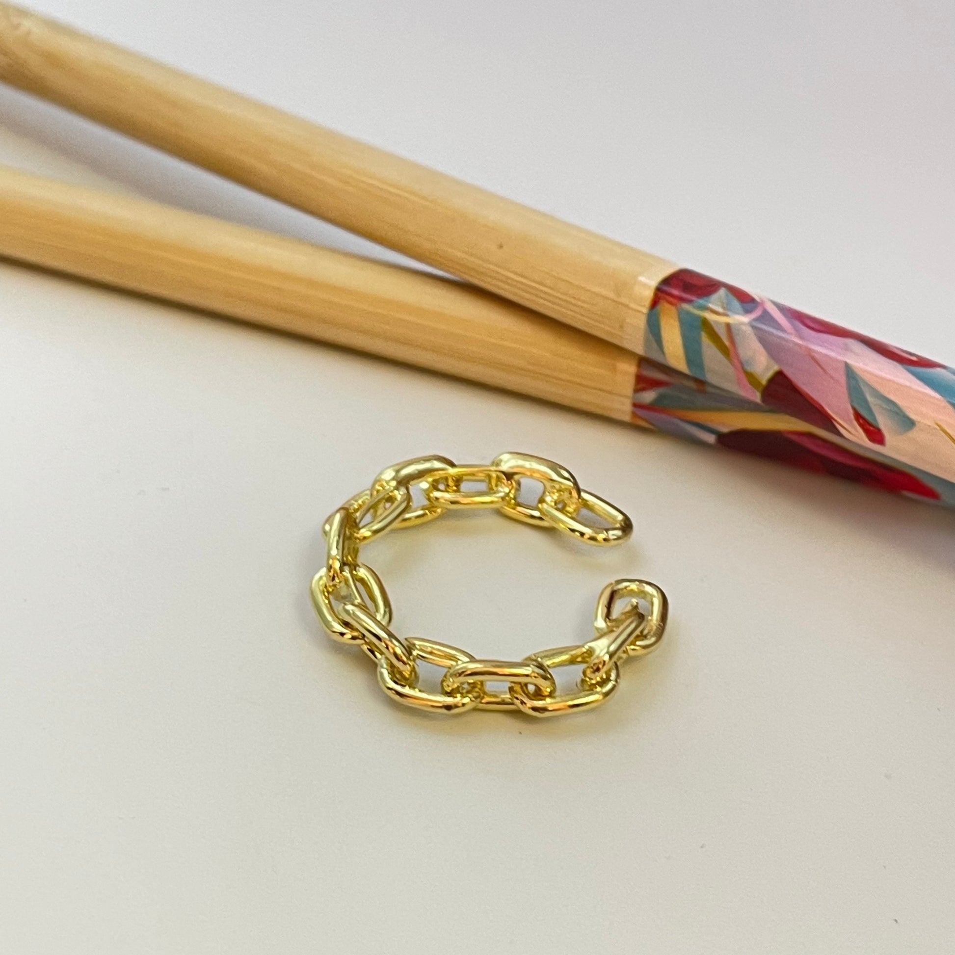 WO55 Anillo ajustable de eslabones de 6 x 4 mm Anillo Baño Oro Anillos Bañados hecho de Bronce Bañado en Oro 18K Joyas Bañadas en Oro