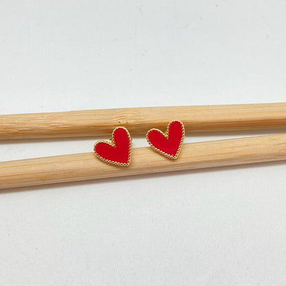 XO277 Aro Corazón con resina color 10x10 mm Aro Baño Oro
