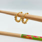 XO248 Aro Argolla de Presión 6 Circones Circón Agua Marina y 4 Mini Flores posteriores  Bordes Rutilados diá. 15 mm Ancho 3 mm Aro Baño Oro